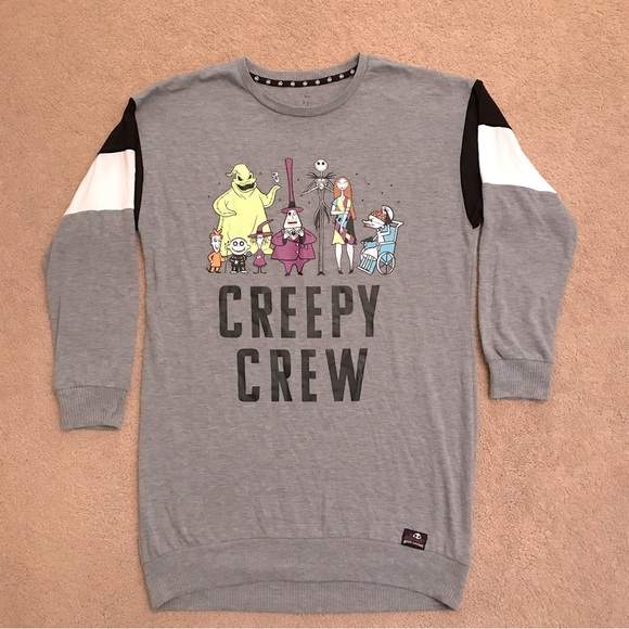 Disney Other - Nightmare Before Christmas Sleep Shirt Womens Size Medium Grey Creepy Crew Tunic